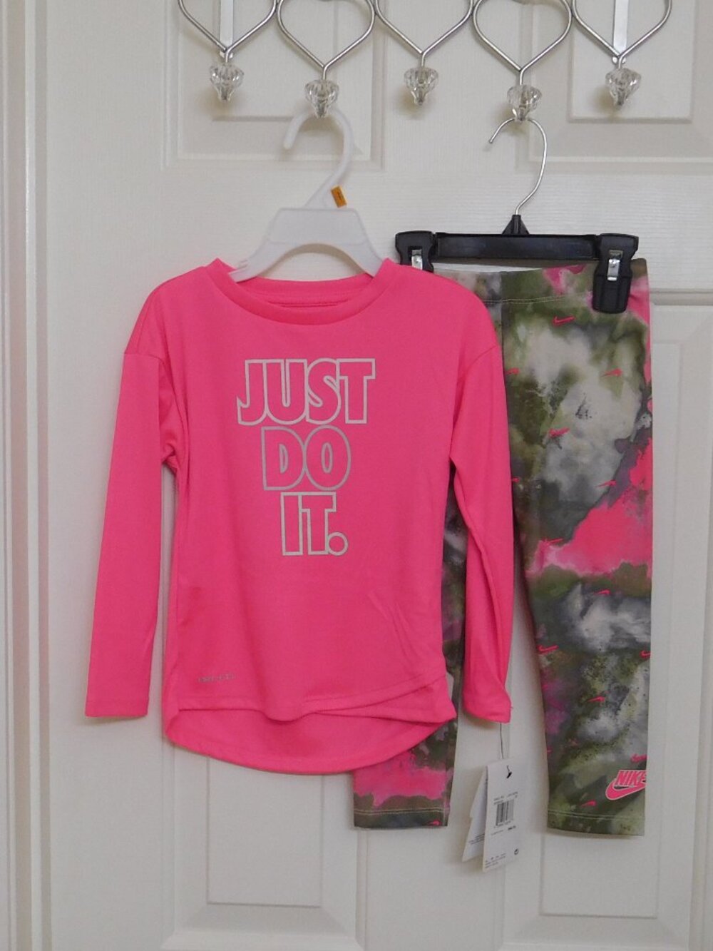 NWT 2pc Nike Pink Top & Pink Olive Camouflage Leggings Set sz 3t